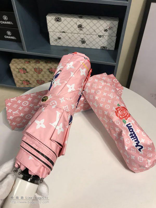 LV路易威登傘 超爆款 極品LV 2019火爆自動傘 四葉草 玫瑰花圖案 自動晴雨傘 防曬隔熱 防紫外線  zm1048